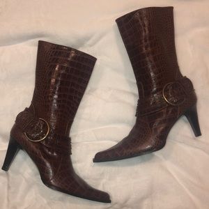 Costa Blanca Burnt Red Snake Skin Heel Boot